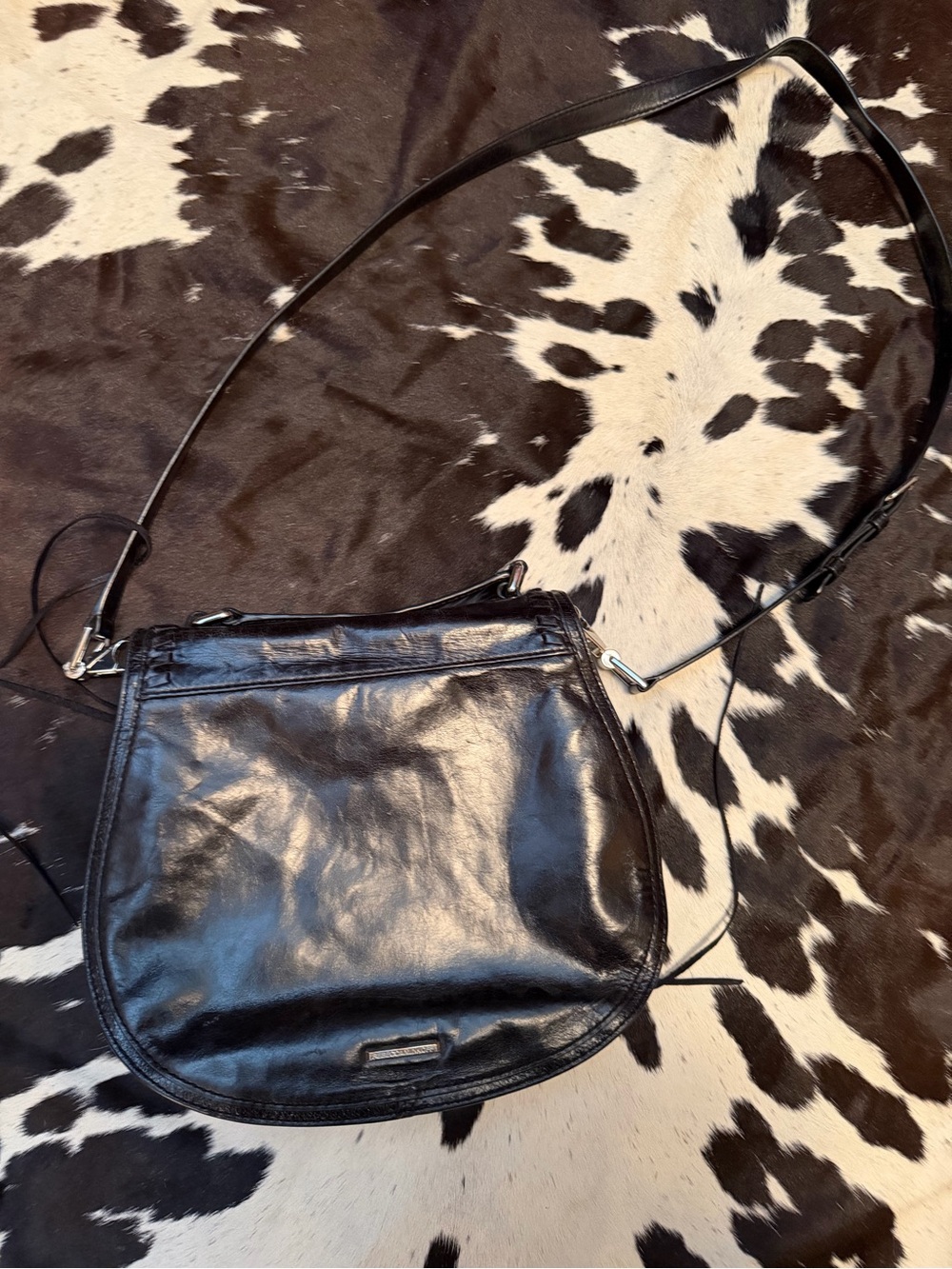 Rebecca Minkoff Black Leather Crossbody Vanity Saddle Bag - Picture 11 of 11